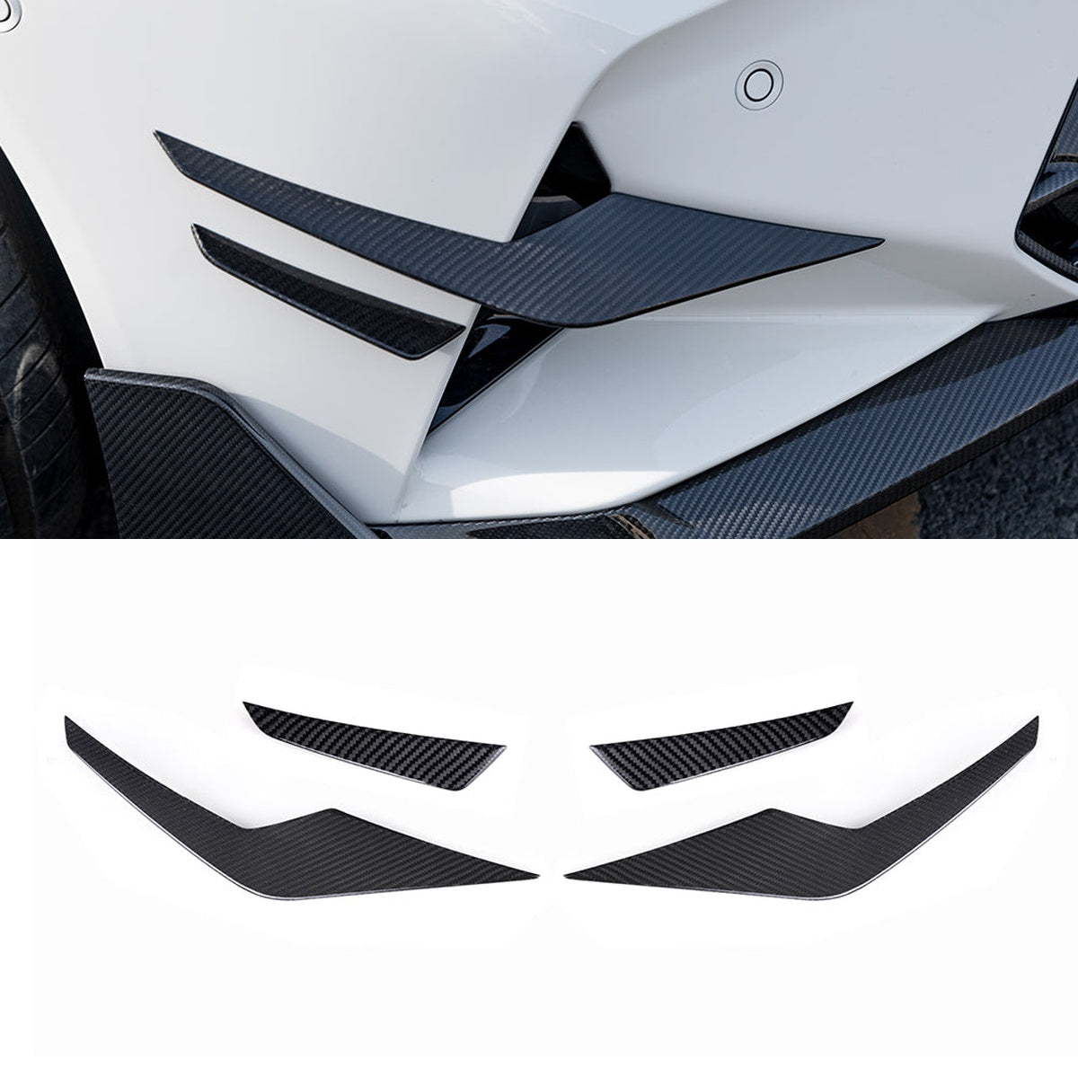 BMW M5 G90 Carbon Fibre Front Canards - prepreg dry carbon track upgrade