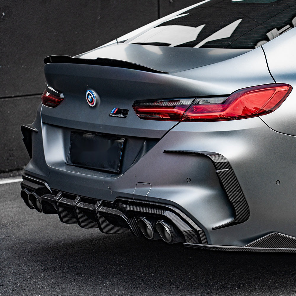 BMW M8 F93 Gran Coupé Prepreg Carbon Fibre Rear Diffuser with triple blades and side winglets