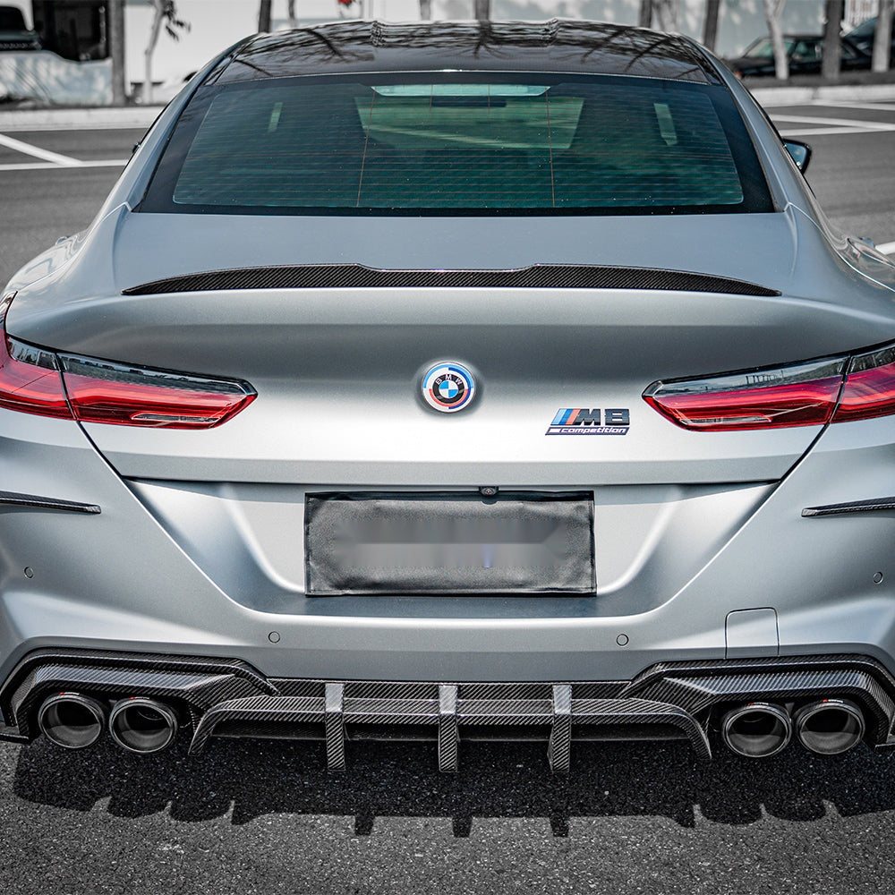 BMW M8 F93 Gran Coupé Prepreg Carbon Fibre Rear Diffuser with triple blades and side winglets