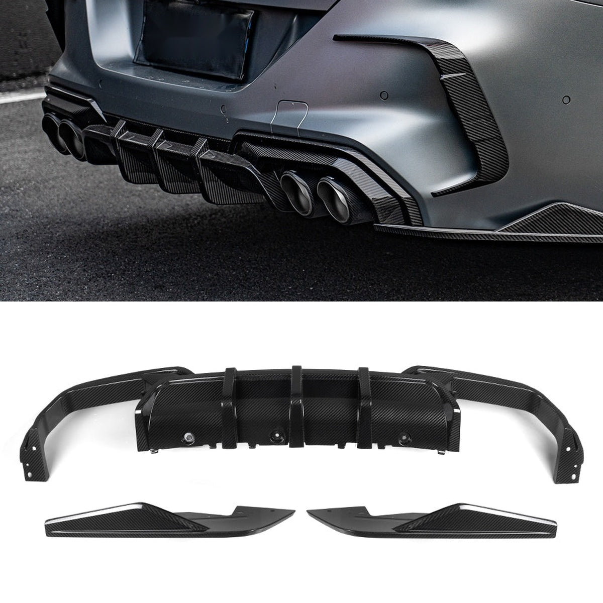 BMW M8 F93 Gran Coupé Prepreg Carbon Fibre Rear Diffuser with triple blades and side winglets