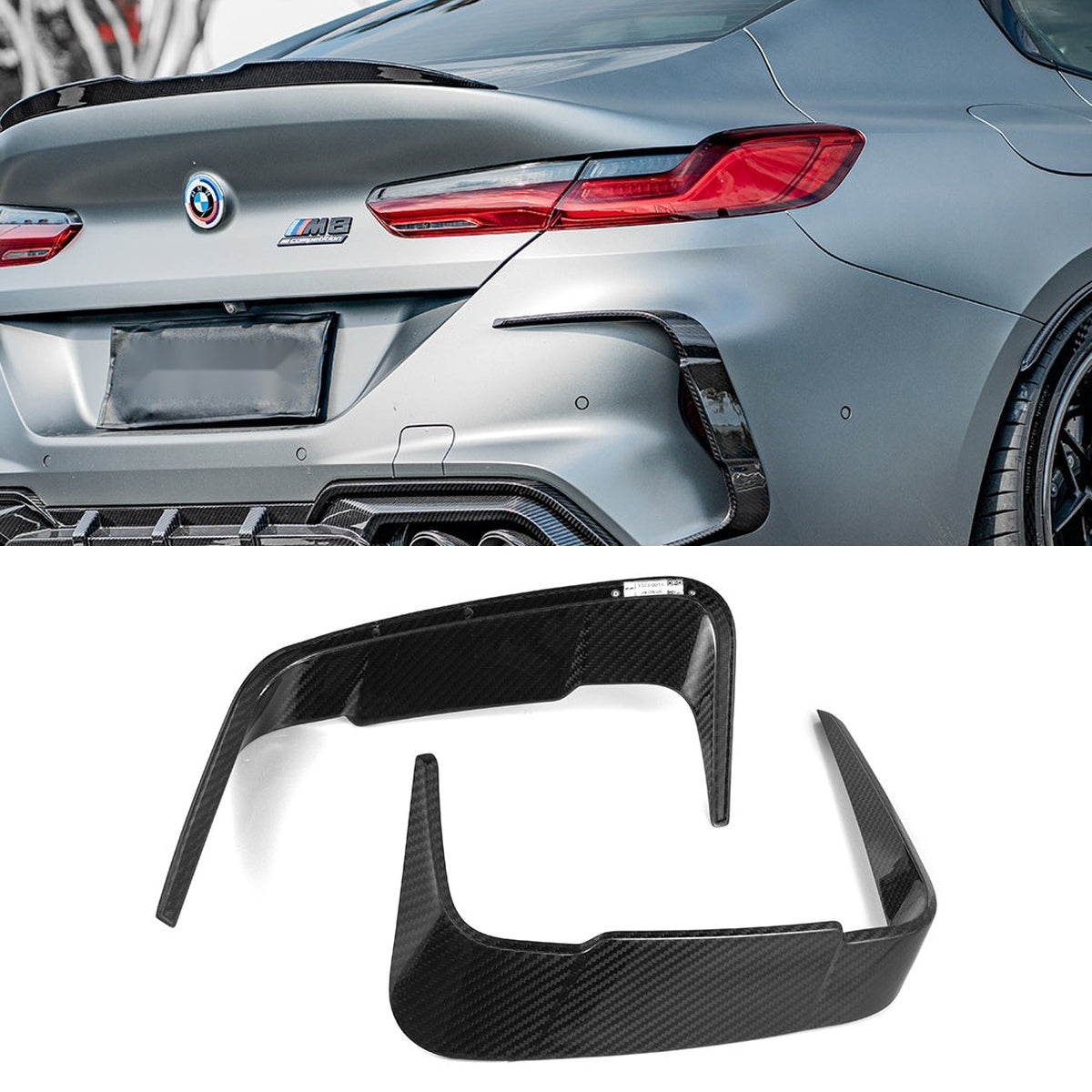 BMW M8 F93 Gran Coupé Carbon Fibre Rear Vent Trim - prepreg gloss finish motorsport upgrade