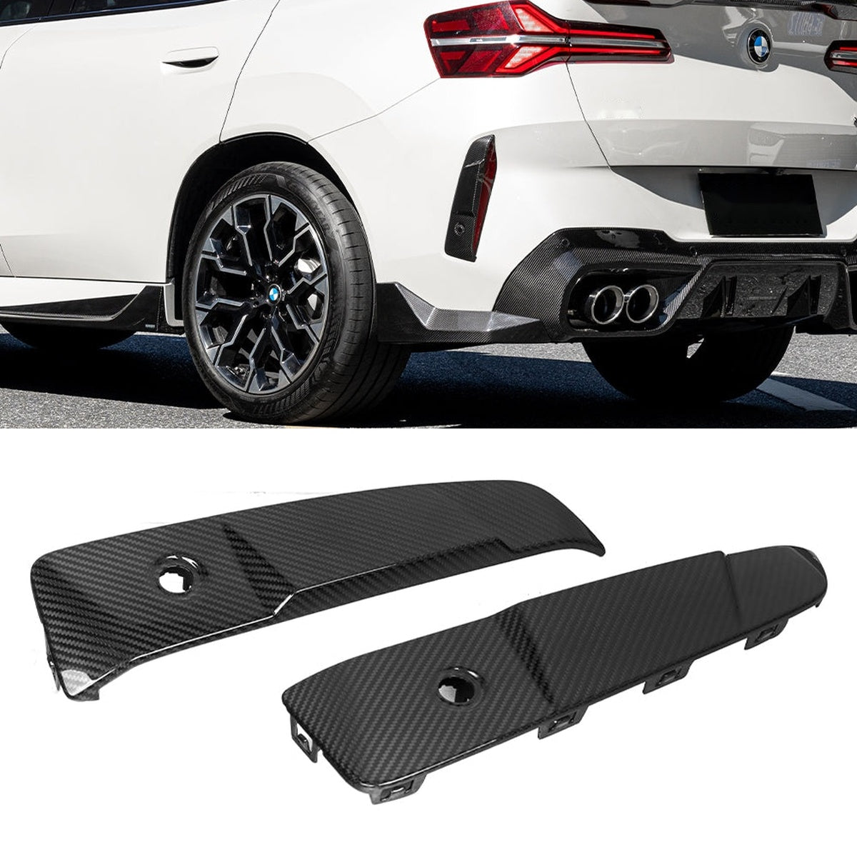 BMW X3 G45 Prepreg Carbon Fibre Rear Bumper Inserts - OEM fitment aggressive styling upgrade