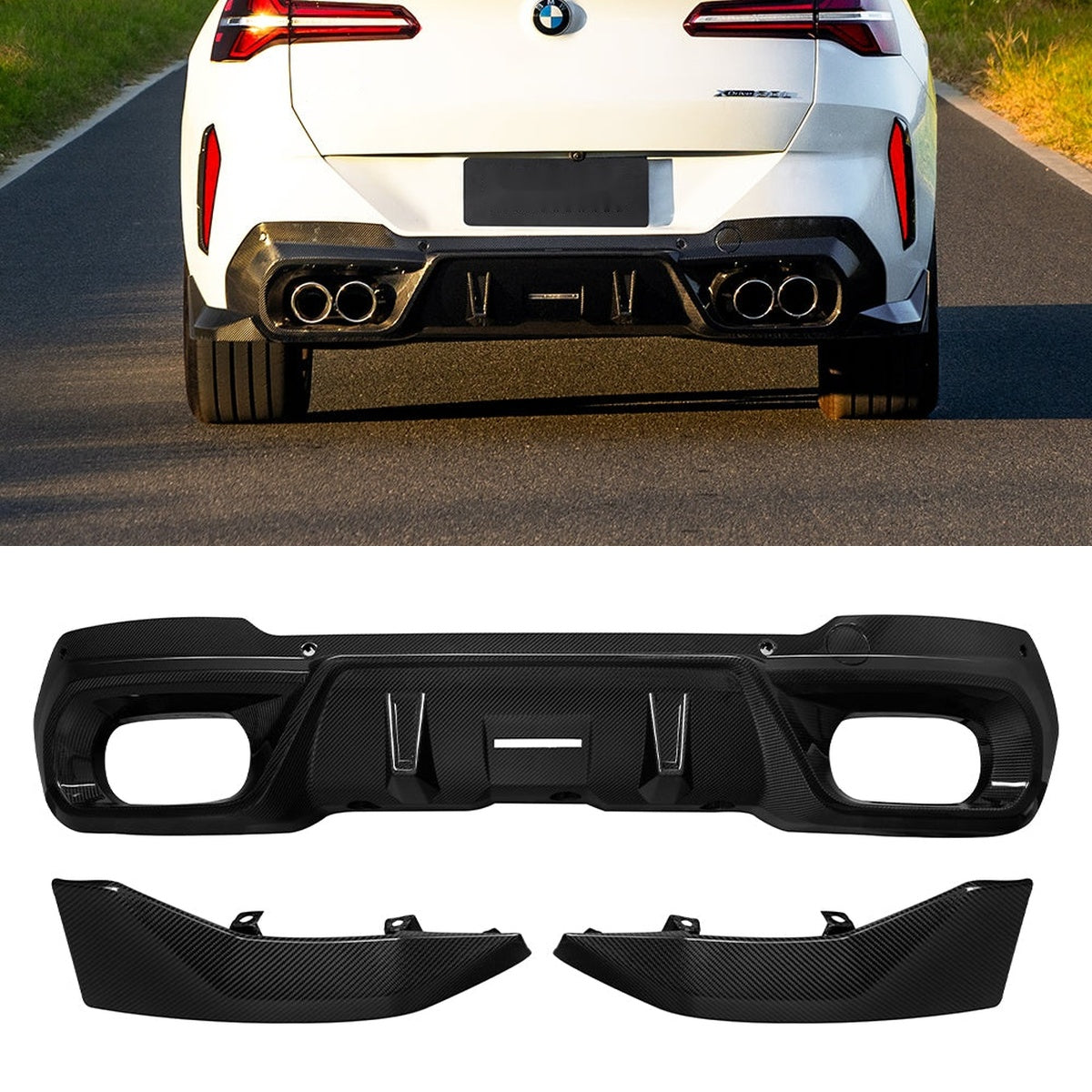 BMW X3 G45 Prepreg Carbon Fibre Rear Diffuser - OEM fitment aerodynamic upgrade