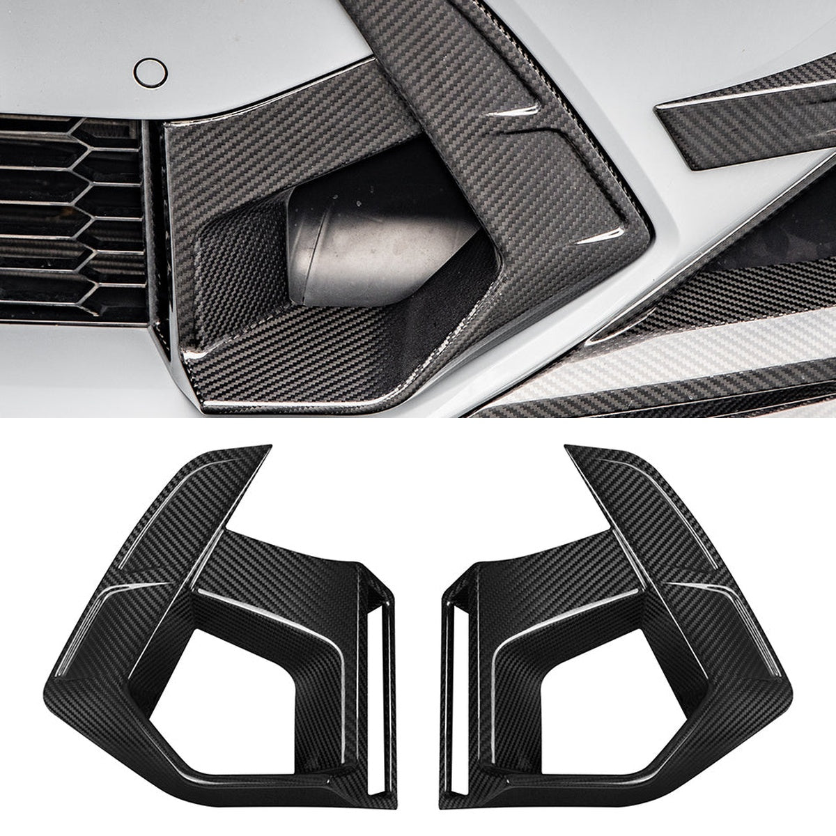 BMW X3M F97 LCI Carbon Fibre Air Ducts - prepreg gloss front fascia upgrade