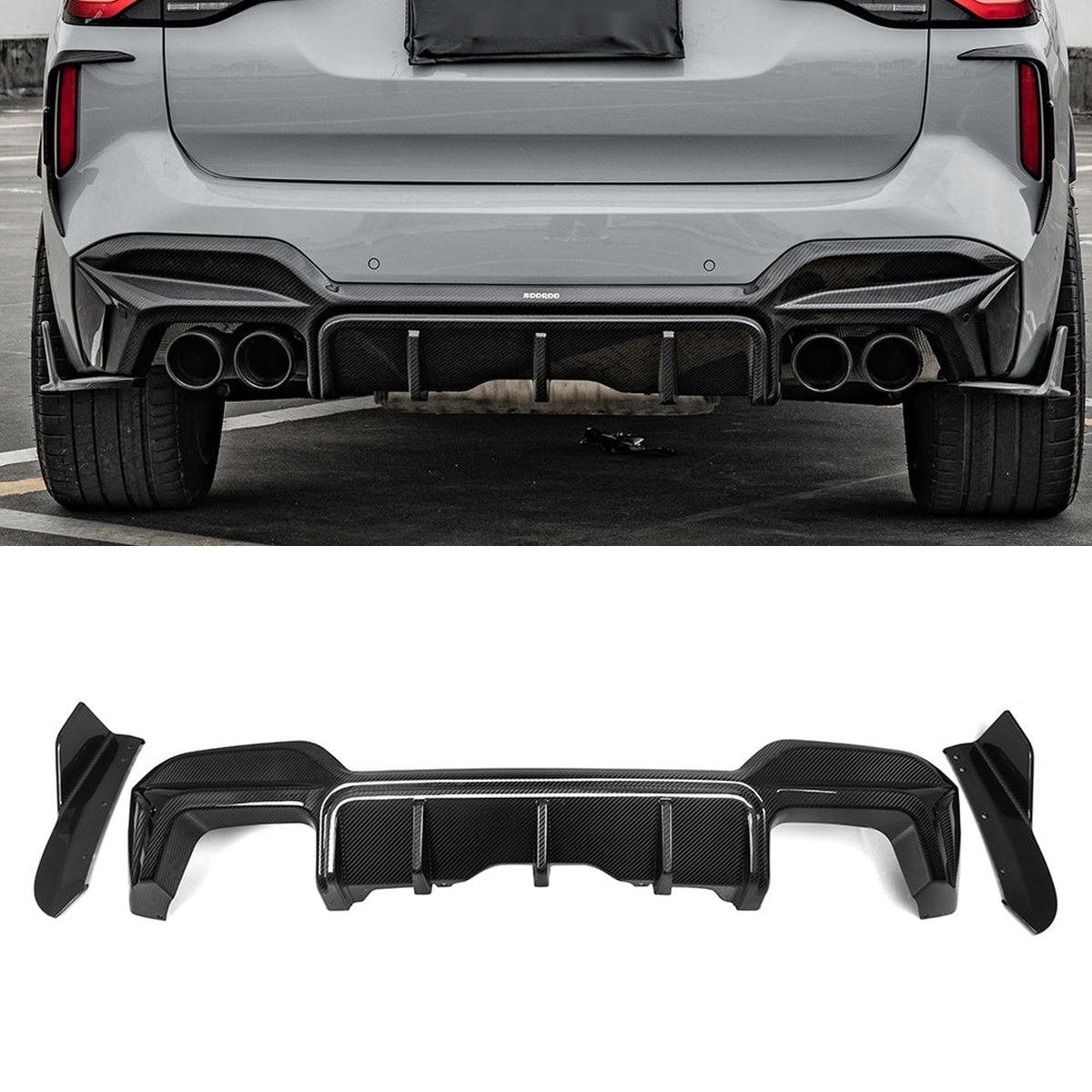 BMW X3M F97 LCI Carbon Fibre Rear Diffuser - prepreg triple blade aggressive rear upgrade