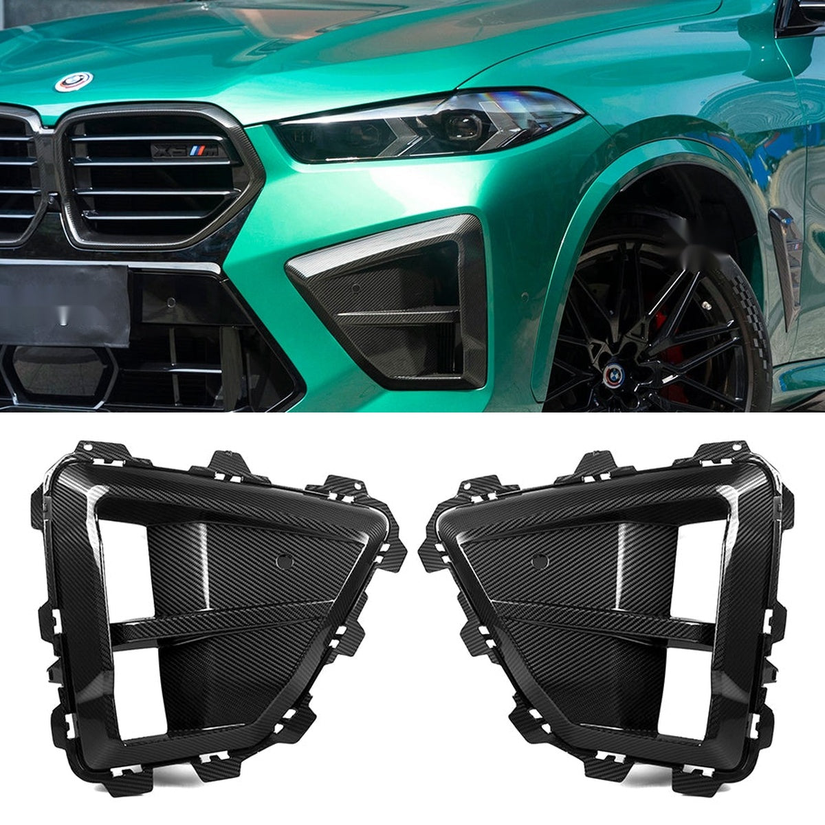 BMW X5M F95 LCI Carbon Fibre Air Duct - prepreg weave with gloss clearcoat finish