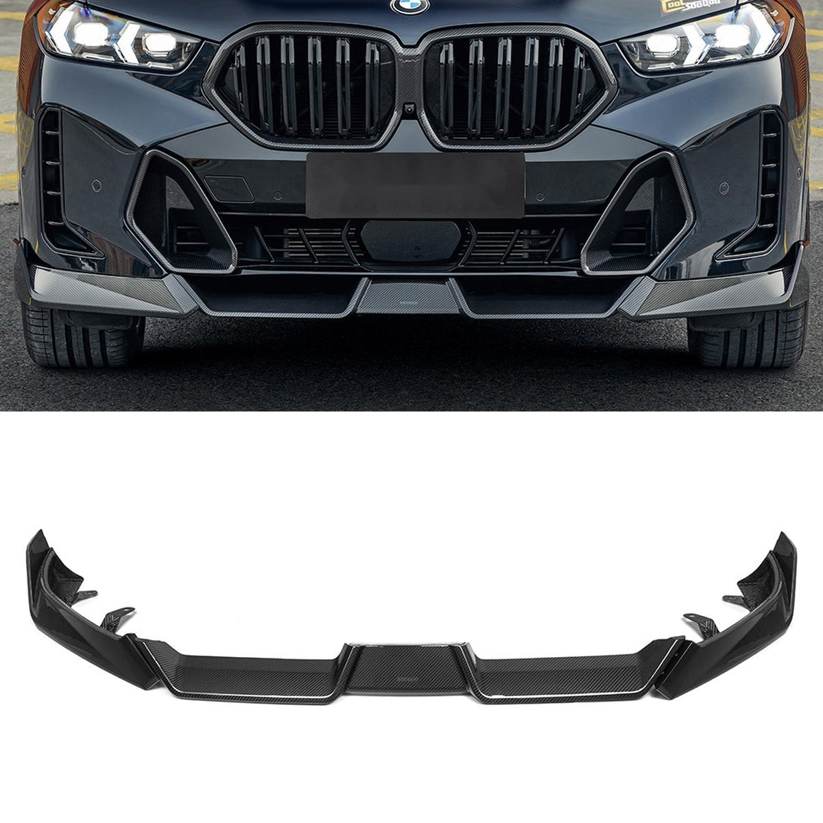 BMW X6 G06 Facelift Carbon Fibre Front Lip - prepreg dry carbon OEM fitment upgrade