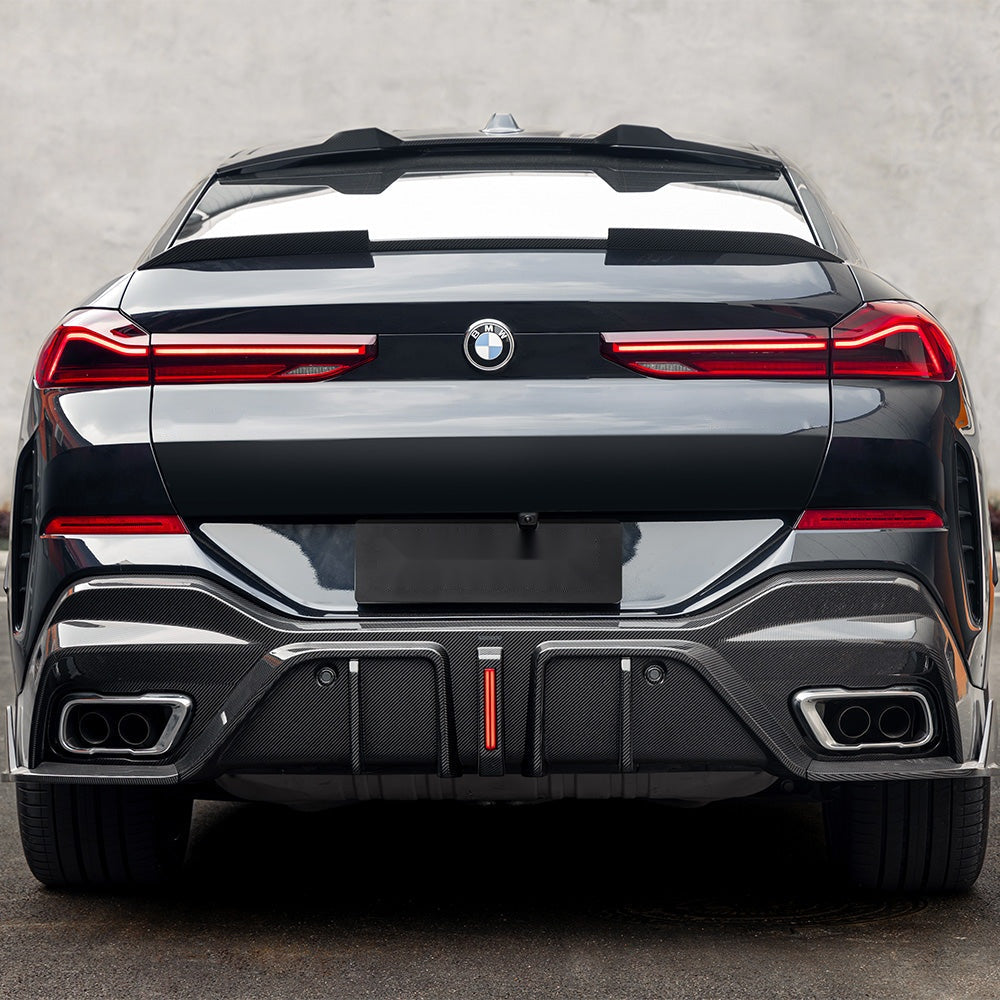 BMW X6 G06 Prepreg Carbon Fibre Rear Diffuser with Brake Light - aggressive OEM-fit upgrade