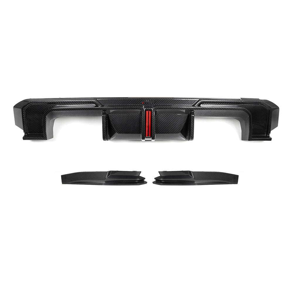 BMW M3 G80 Prepreg Carbon Fibre Rear Diffuser with Integrated Brake Light - aggressive rear aero upgrade