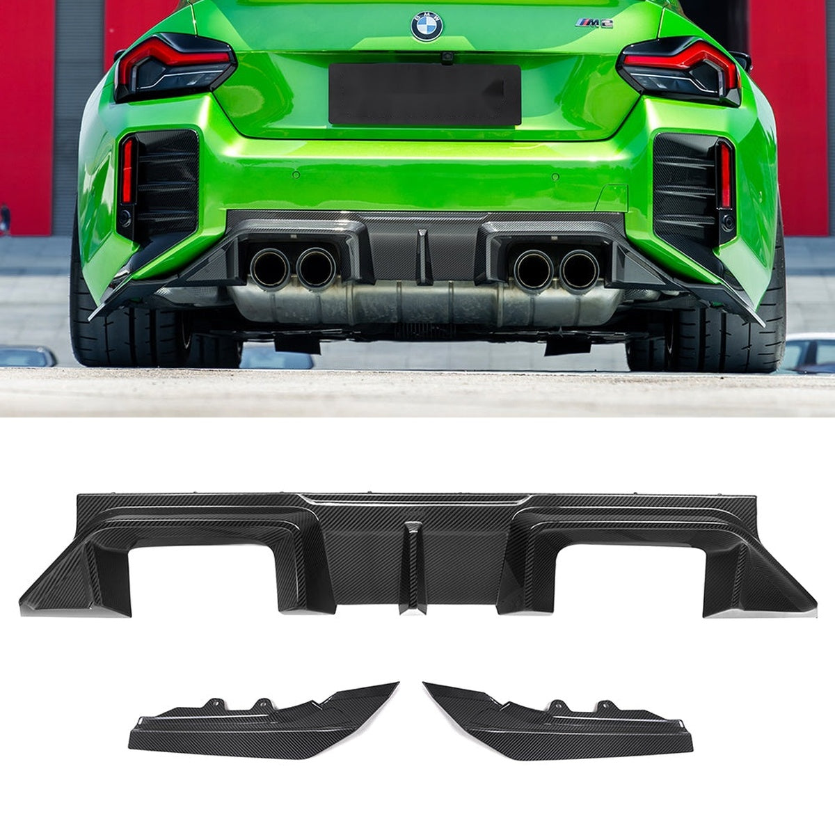 BMW M2 G87 Prepreg Carbon Fibre Rear Diffuser V2 - aggressive OEM-fit aero upgrade