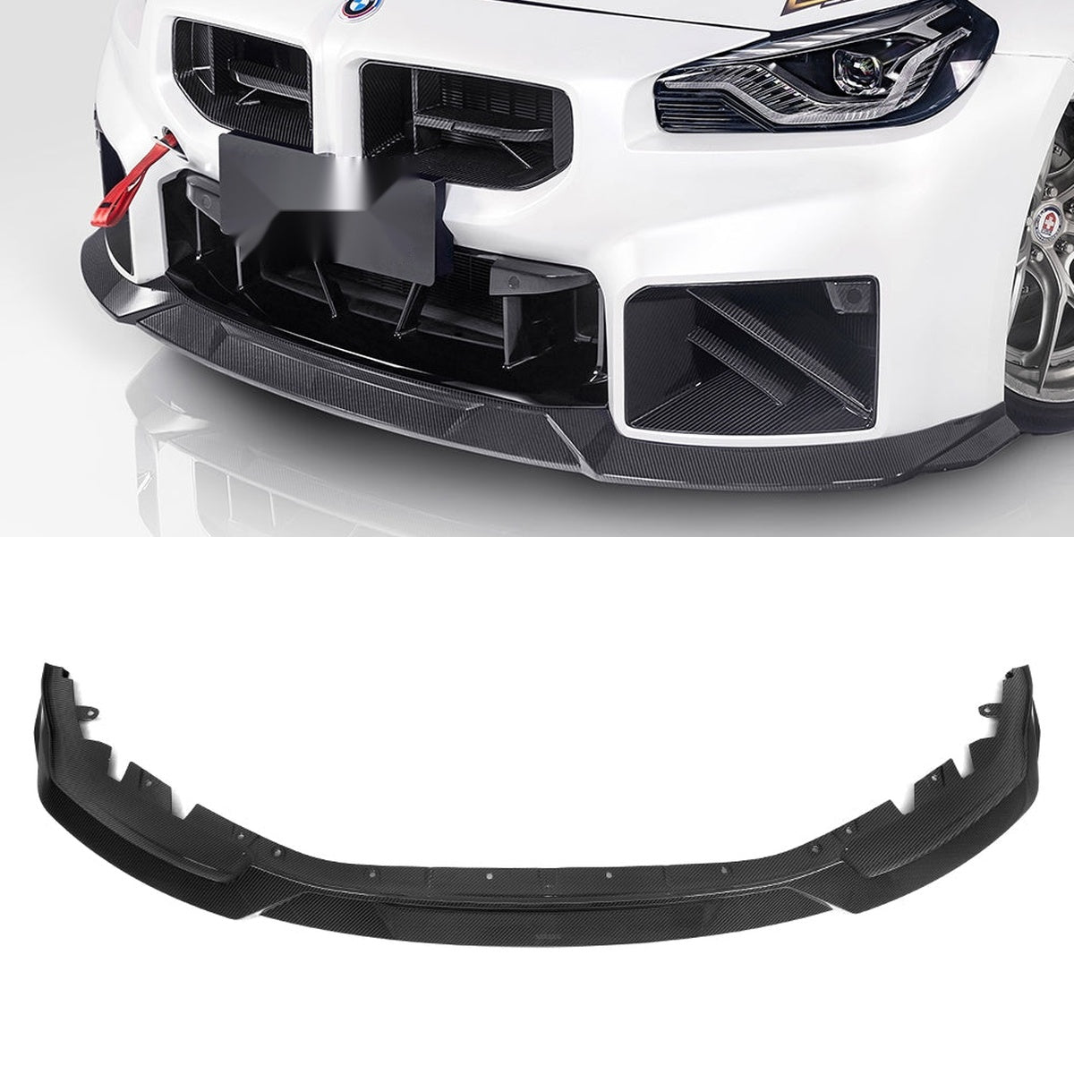 BMW M2 G87 Prepreg Carbon Fibre Front Lip - V3 one-piece splitter with OEM fitment